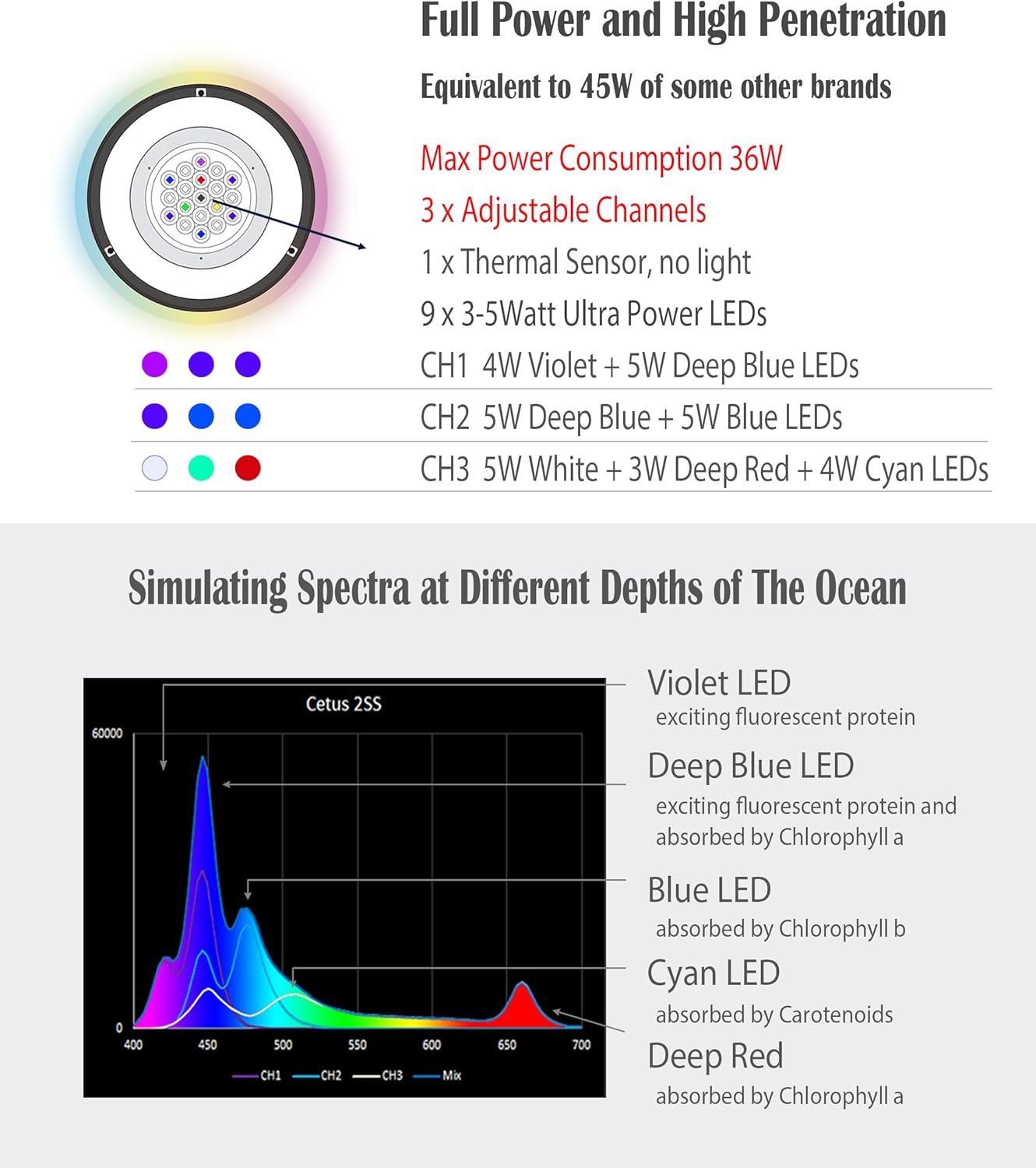 Cetus 2SS Singles 36 Watts 3 C - Marine Aquarium App review and price